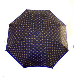 1980s Gianni Versace Black Blue chequered Medusa Umbrella with cover