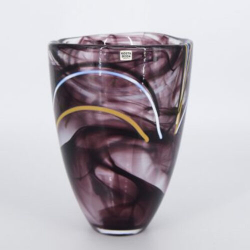 Mid-Century Scandinavian Glass Contrast Vase by Anna Ehrner for Kosta Boda, 1980s