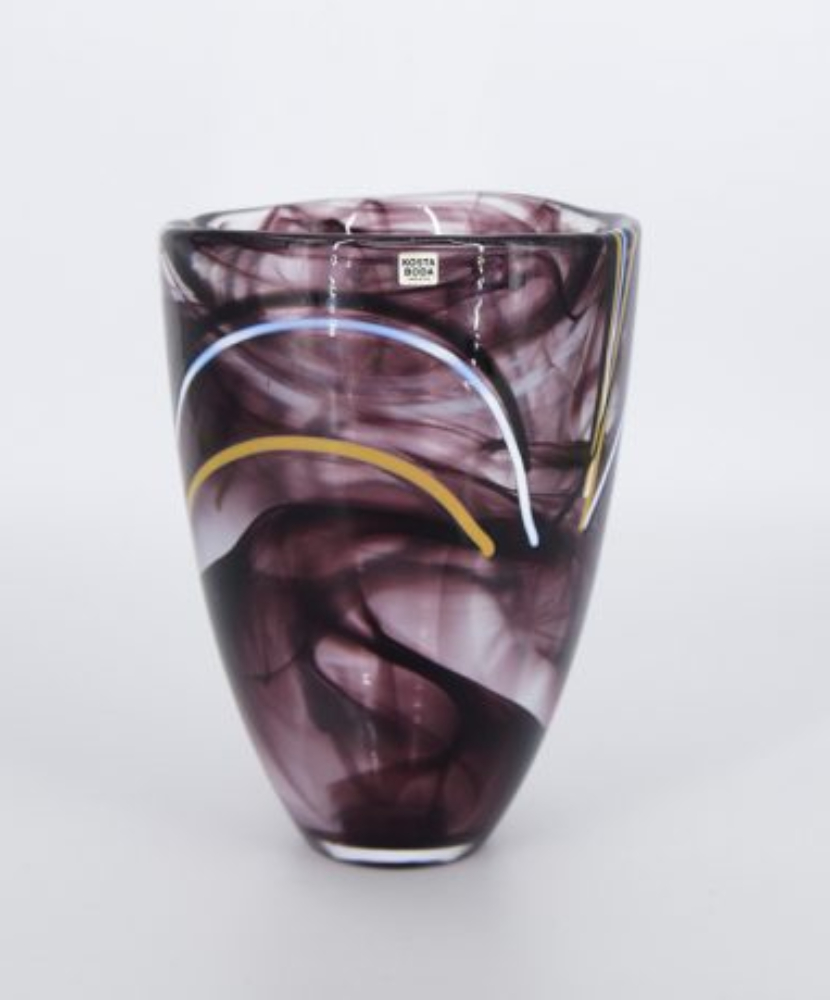 Mid-Century Scandinavian Glass Contrast Vase by Anna Ehrner for Kosta Boda, 1980s