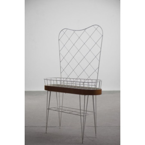 Mid-Century Scandinavian White Metal Flower Stand, 1950s
