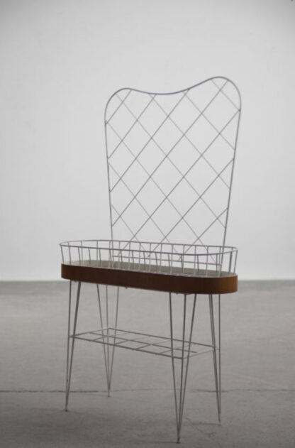 Mid-Century Scandinavian White Metal Flower Stand, 1950s