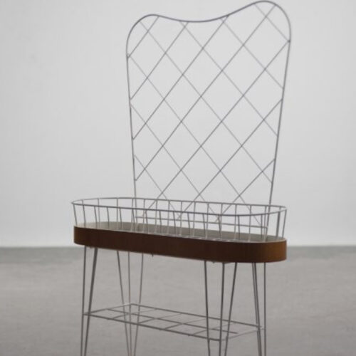 Mid-Century Scandinavian White Metal Flower Stand, 1950s