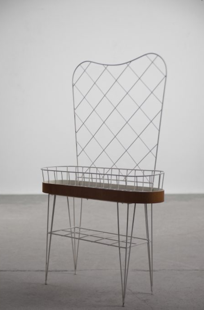 Mid-Century Scandinavian White Metal Flower Stand, 1950s