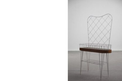 Mid-Century Scandinavian White Metal Flower Stand, 1950s - Image 2