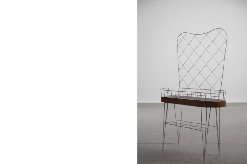 Mid-Century Scandinavian White Metal Flower Stand, 1950s