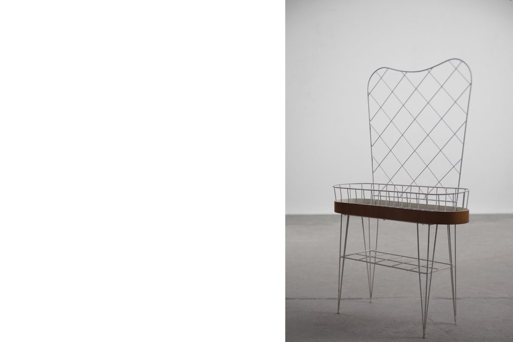 Mid-Century Scandinavian White Metal Flower Stand, 1950s