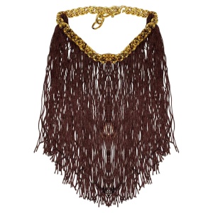 Missoni Brown Fringe Gold Metal Choker Necklace