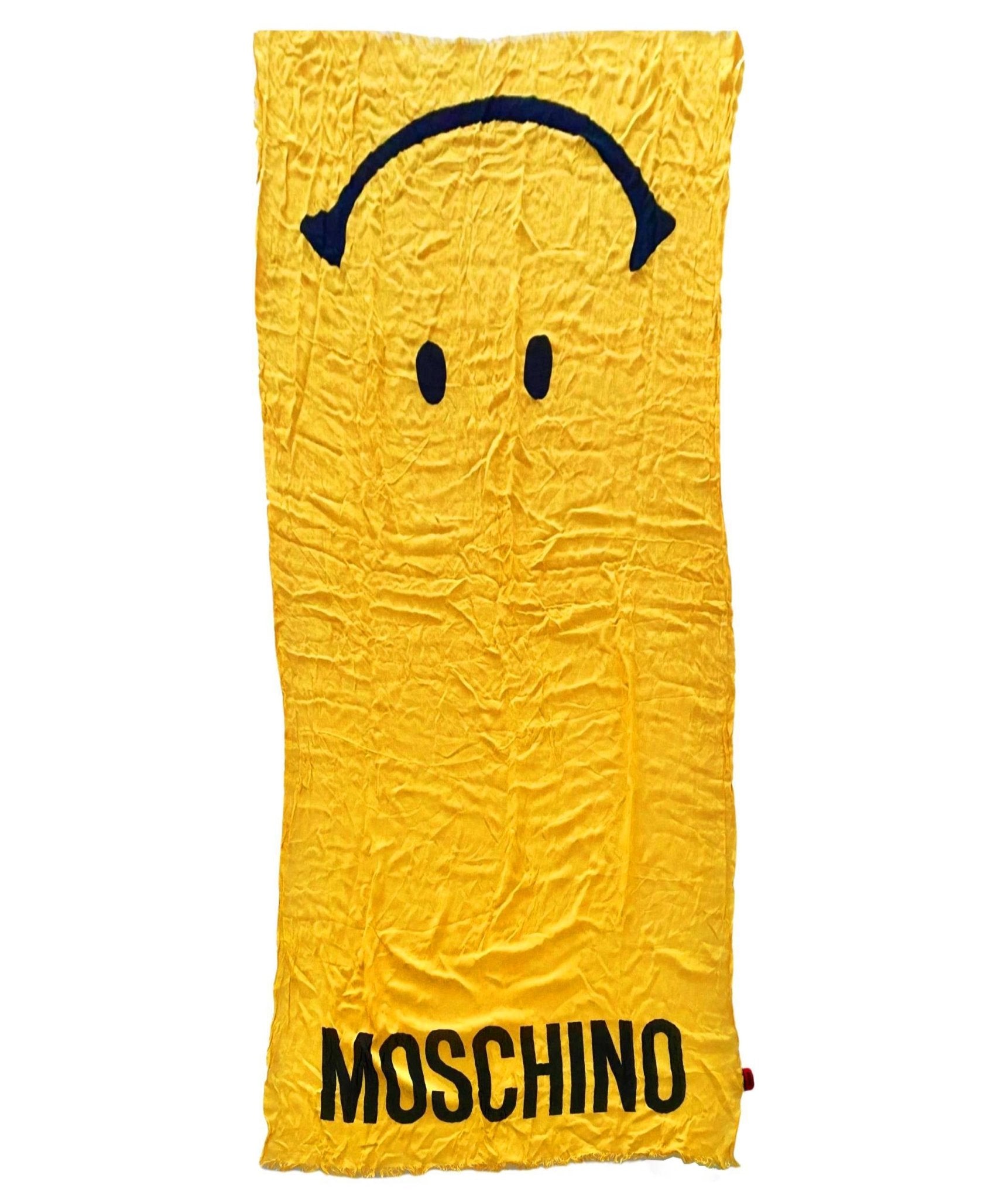 Moschino Yellow Acid Face Shawl Scarf