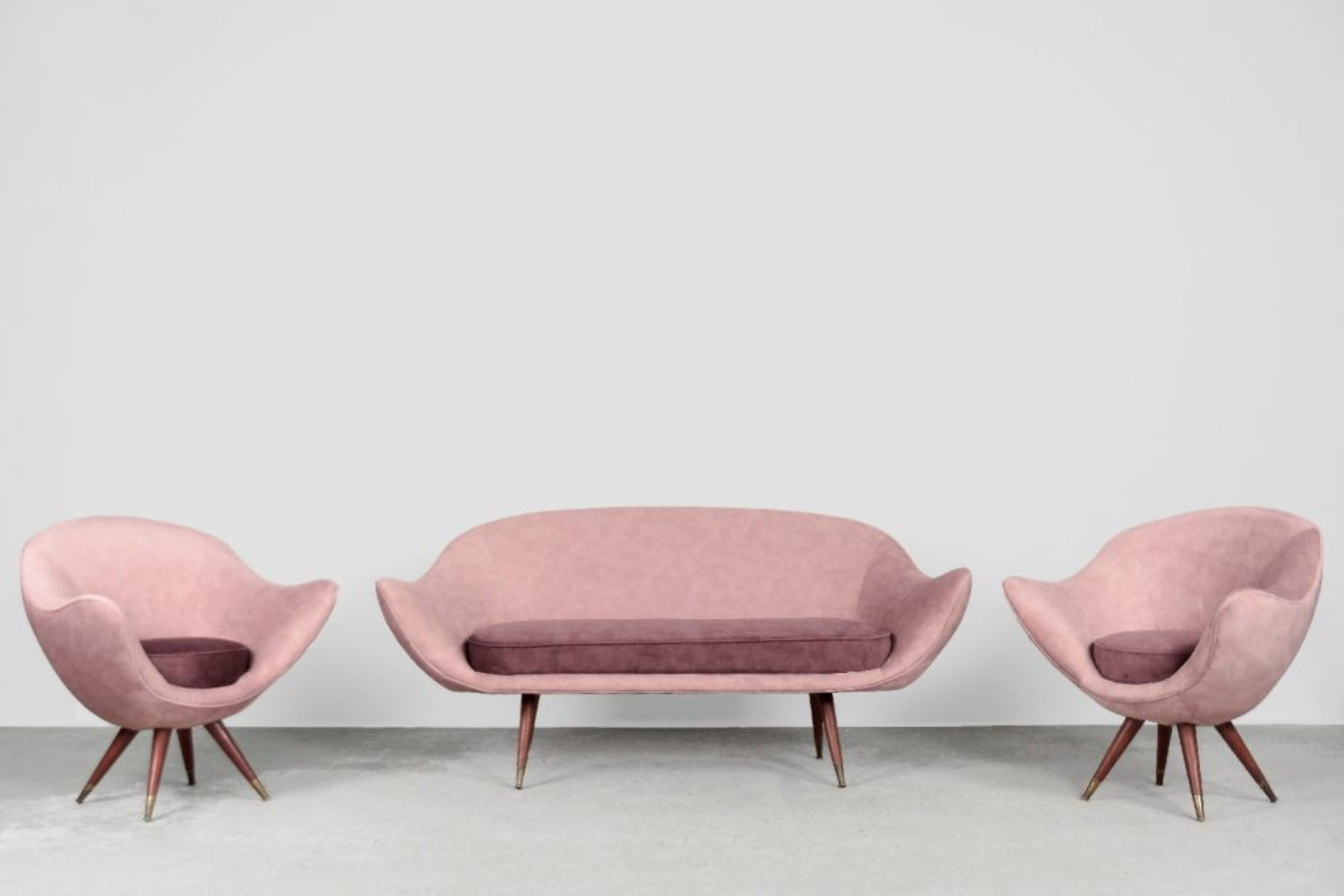 Rare Mid-Century Modern Space Age Velour Lounge Set from Paged, 1972, Set of 3