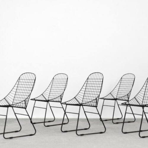 Original Vintage Scandinavian Mid-Century Modern Minimalist Black Wire Prototype Chair, 1960s