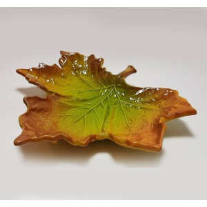 1980s Christian Dior Ceramic Green Leaf Decorative Bowl