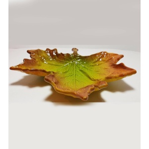 1980s Christian Dior Ceramic Green Leaf Decorative Bowl