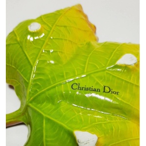 1980s Christian Dior Ceramic Green Leaf Decorative Bowl