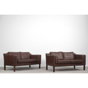 Vintage Scandinavian Leather Sofas, 1970s, Set of 2