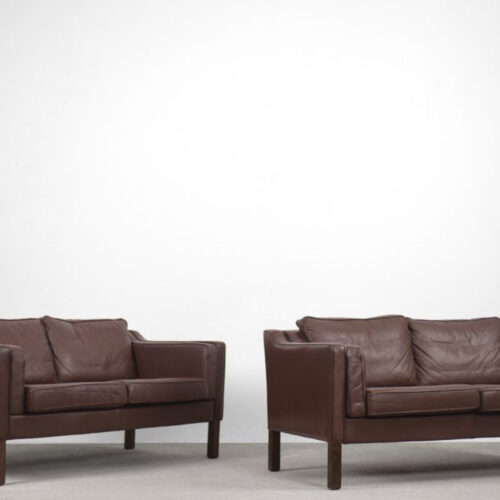 Vintage Scandinavian Leather Sofas, 1970s, Set of 2