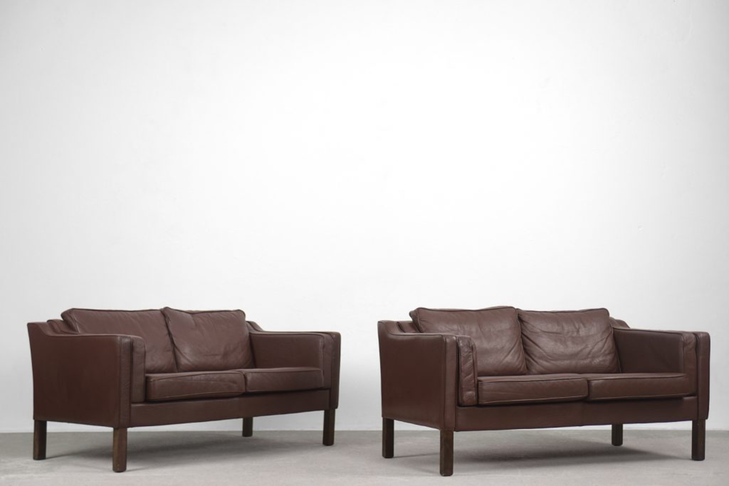 Vintage Scandinavian Leather Sofas, 1970s, Set of 2