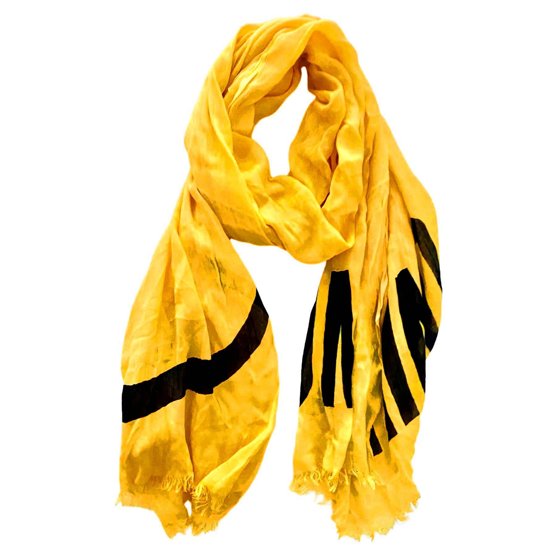 Moschino Yellow Acid Face Shawl Scarf