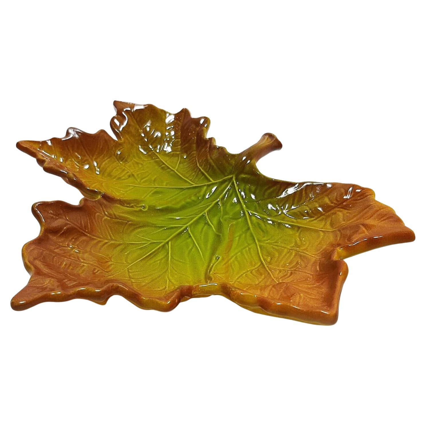 1980s Christian Dior Ceramic Green Leaf Decorative Bowl