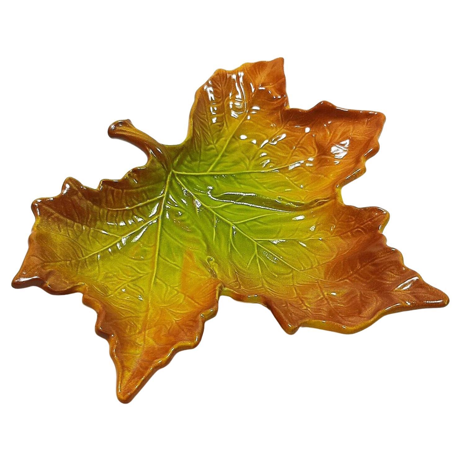 1980s Christian Dior Ceramic Green Leaf Decorative Bowl
