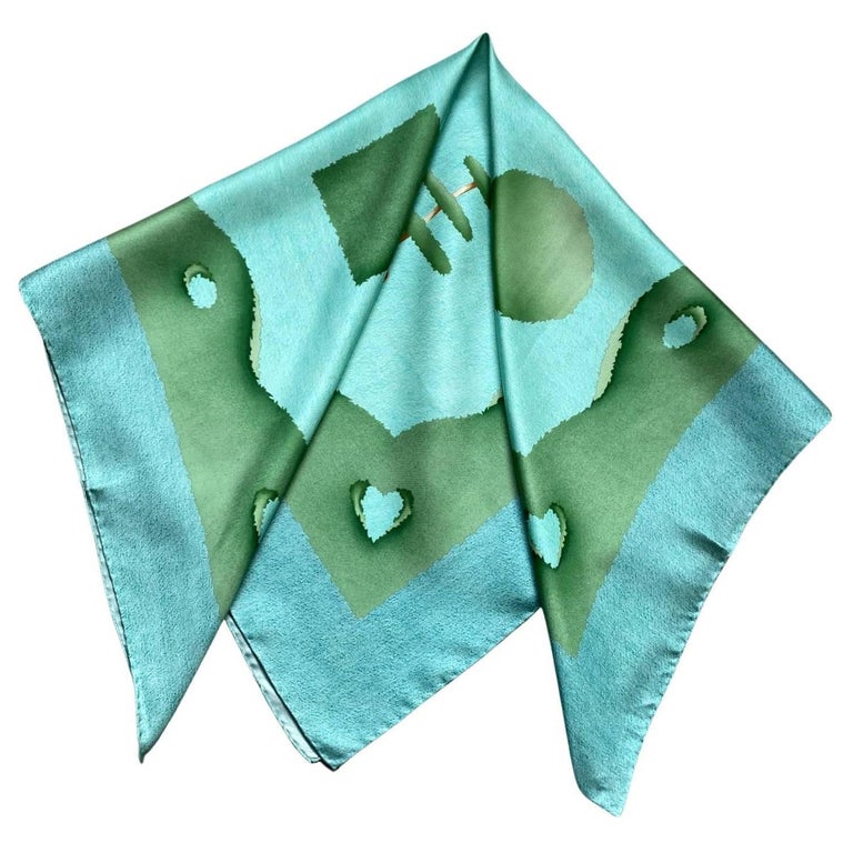 1980s Bvlgari by Davide Pizzigoni Mint Green Silk Scarf