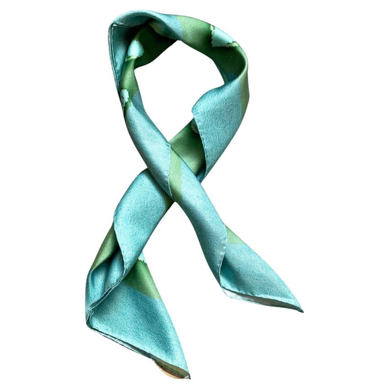 1980s Bvlgari by Davide Pizzigoni Mint Green Silk Scarf