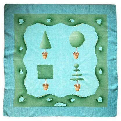 1980s Bvlgari by Davide Pizzigoni Mint Green Silk Scarf