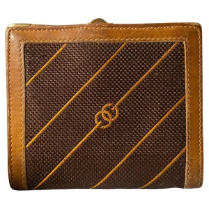 1980s Gucci Brown Canvas Logo Clutch Cards Wallet Purse