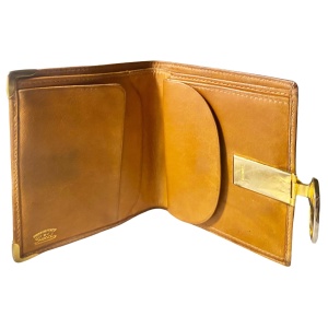 1980s Gucci Brown Canvas Logo Clutch Cards Wallet Purse