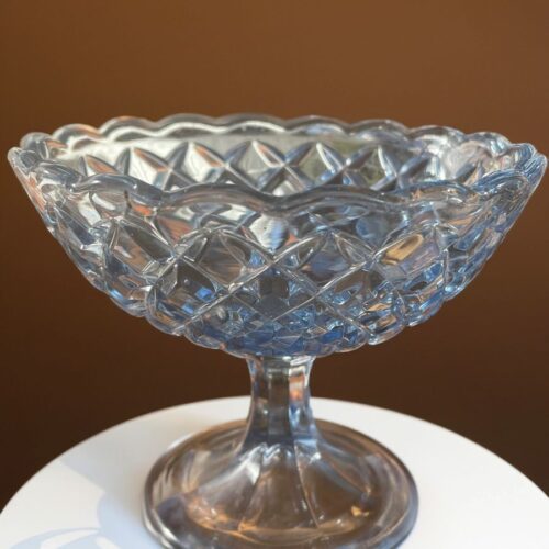 Vintage ice blue pressed glass BonBon dish circa 1930's