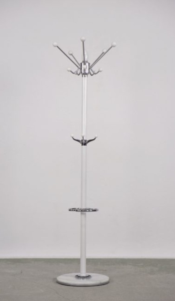 Mid-Century Modern White Floor Coat Rack, 1990s