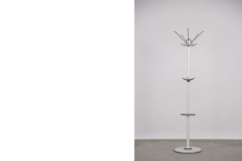 Mid-Century Modern White Floor Coat Rack, 1990s