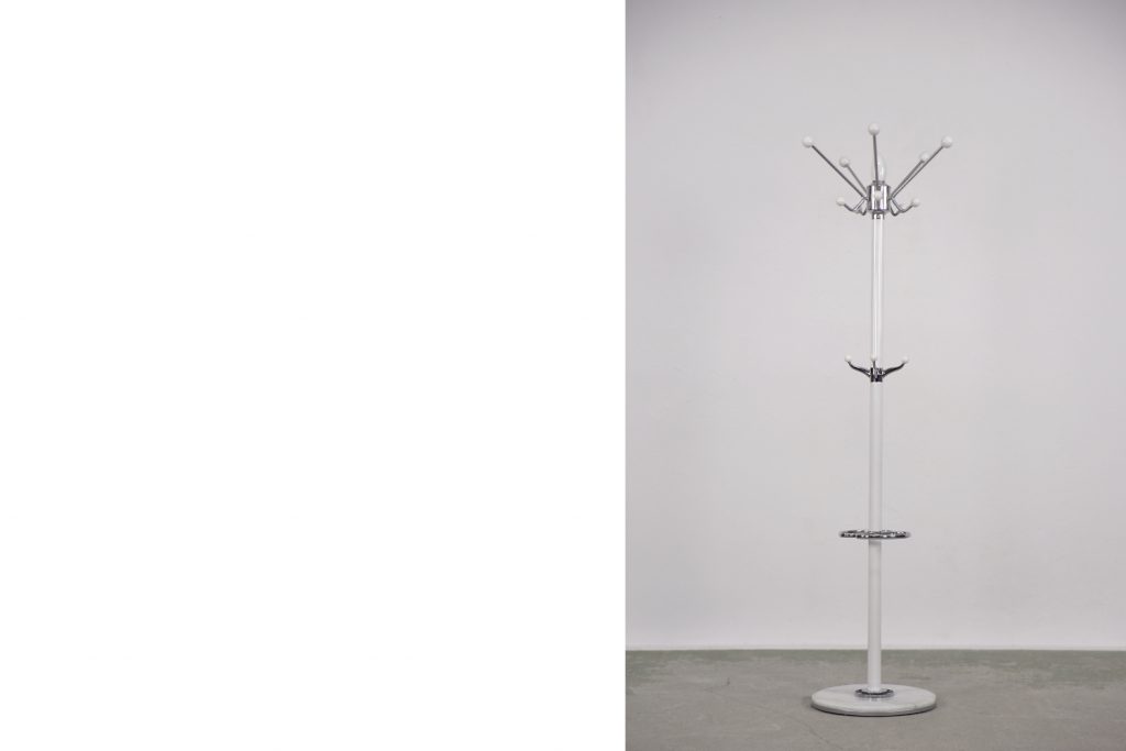 Mid-Century Modern White Floor Coat Rack, 1990s