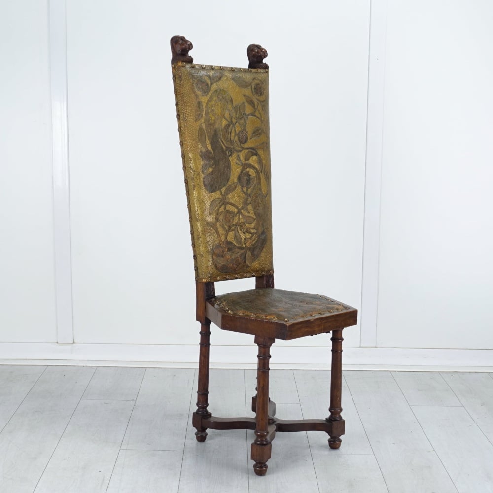 Arts & Crafts style leather side chair 1890’s
