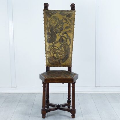 Arts & Crafts style leather side chair 1890’s - Image 3