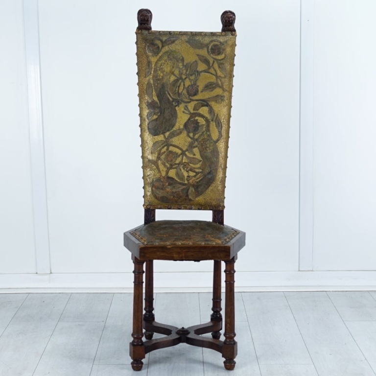 Arts & Crafts style leather side chair 1890’s - Image 3