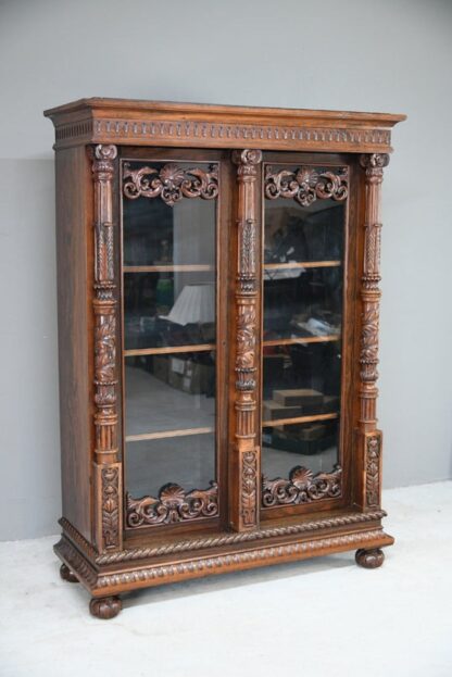 Anglo Indian Carved Rosewood Glazed Cabinet - Image 13