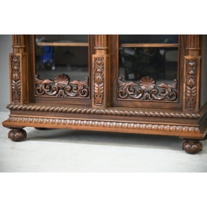 Anglo Indian Carved Rosewood Glazed Cabinet