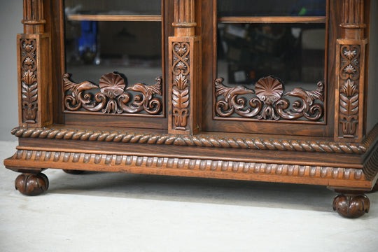 Anglo Indian Carved Rosewood Glazed Cabinet