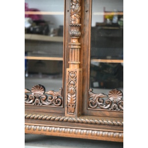 Anglo Indian Carved Rosewood Glazed Cabinet