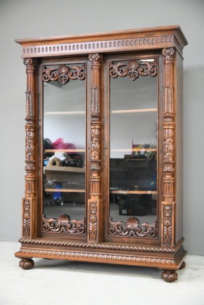 Anglo Indian Carved Rosewood Glazed Cabinet - Image 6