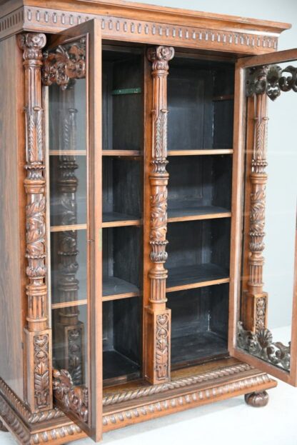 Anglo Indian Carved Rosewood Glazed Cabinet - Image 3