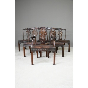 Set 6 Chippendale Revival Dining Chairs