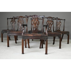 Set 6 Chippendale Revival Dining Chairs