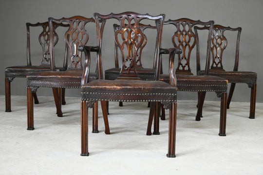 Set 6 Chippendale Revival Dining Chairs