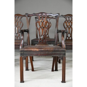 Set 6 Chippendale Revival Dining Chairs