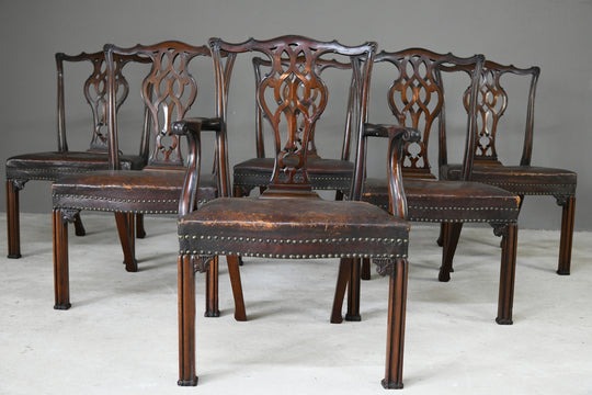 Set 6 Chippendale Revival Dining Chairs