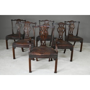 Set 6 Chippendale Revival Dining Chairs