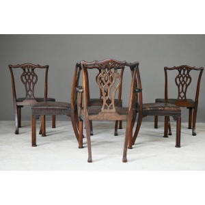 Set 6 Chippendale Revival Dining Chairs