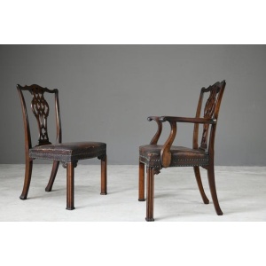 Set 6 Chippendale Revival Dining Chairs