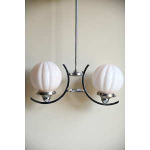 Antique Original Art Deco Chrome Pendant Light